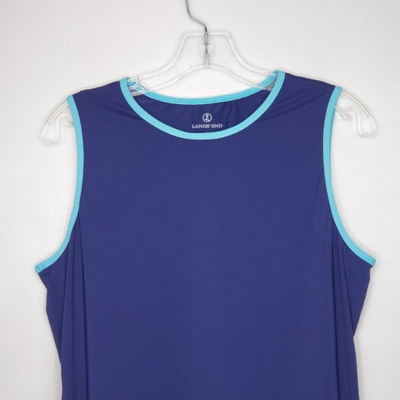 Lands' End Navy Aqua Activewear Casual Tank Top, L (14-16) - Picture 2 of 10